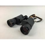 A PAIR OF BINOCULARS BY ZEISS AND A CAMERA