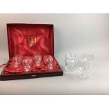 A SET OF FOUR BOXED EDINBURGH CRYSTAL WINE GLASSES AND OTHER CRYSTAL