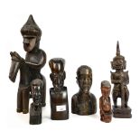 A GROUP OF SIX AFRICAN WOOD CARVINGS