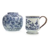 A CHINESE BLUE AND WHITE TANKARD AND LOBED VASE