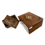 A ROSEWOOD JEWELLERY BOX AND A GLOVE BOX