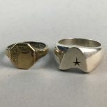 A SILVER STAR TREK RING, CUFFLINKS AND OTHER RINGS