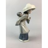 A LLADRO FIGURE OF A CHINESE WOMAN AND A ROYAL DOULTON CHARACTER JUG