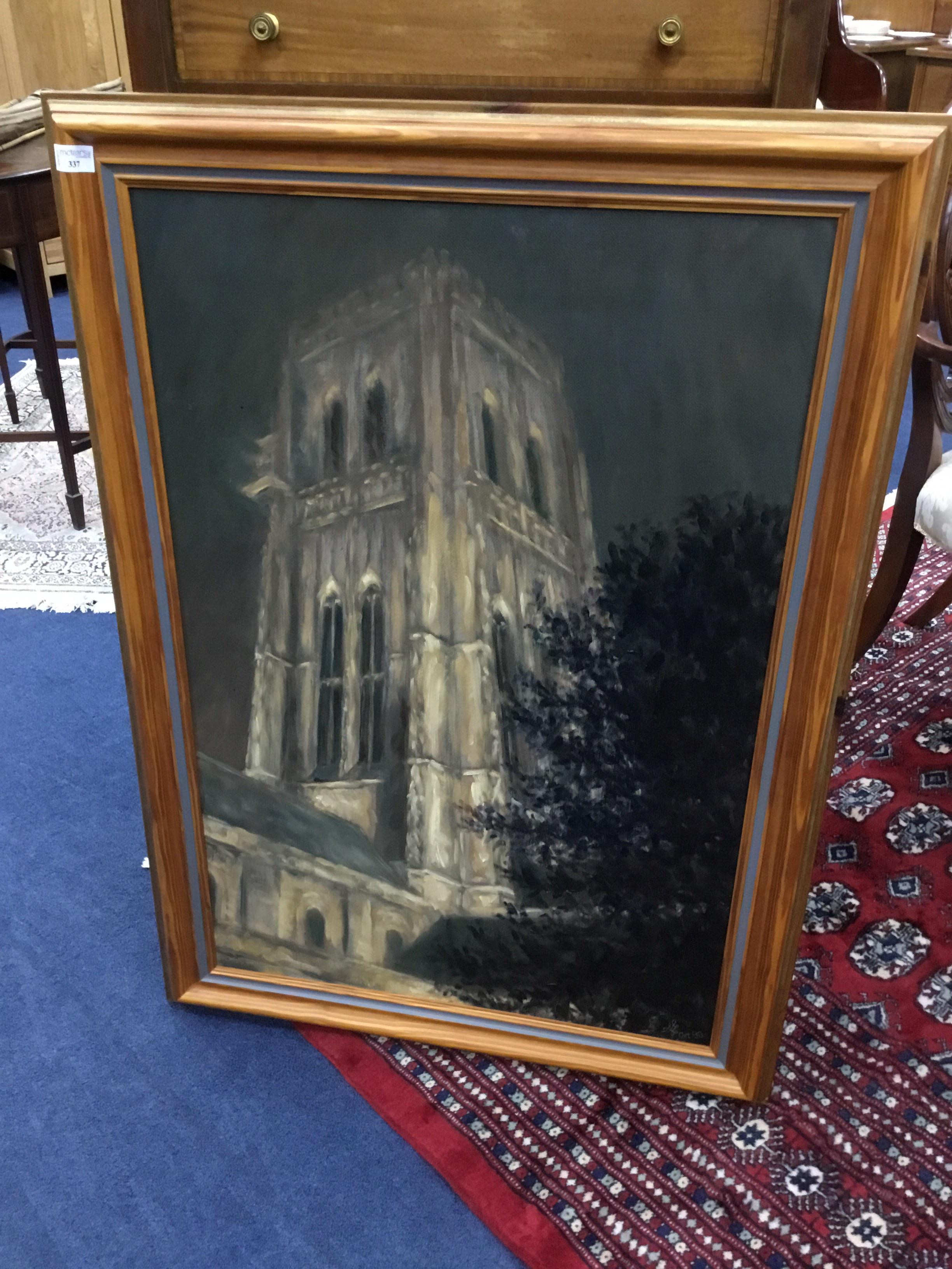 DURHAM CATHEDRAL, AN OIL BY NICHOLAS LEAKE