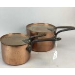 A LOT OF TWO COPPER LIDDED PANS