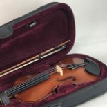 A FULL SIZE VIOLIN AND BOW IN FITTED CASE