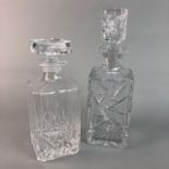 A PAIR OF EDINBURGH CRYSTAL SWAN ORNAMENTS AND OTHER CRYSTAL ITEMS