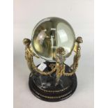 'THE ERLE CRYSTAL BALL OBJEL' FIGURE, A FRANKLIN MINT FIGURE AND A GLASS ORNAMENT