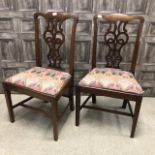 A PAIR OF MAHOGANY DINING CHAIRS