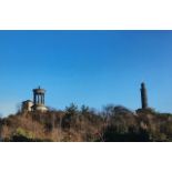 A GICLEE PRINT OF A PANORAMIC VIEW LOOKING TOWARDS CALTON HILL