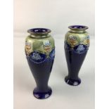 A PAIR OF DOULTON STONEWARE BALUSTER VASES