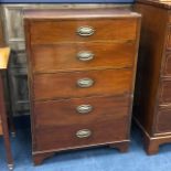 A MAHOGANY CHEST OF FOUR DRAWERS