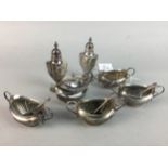 AN EARLY 20TH CENTURY SILVER CONDIMENT SET