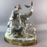 A LARGE LLADRO FIGURE GROUP OF 'GIRL WITH GAZELLE'