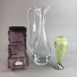 A SEVRES EWER, AMETHYST GLASS VASE AND ANOHTER VASE