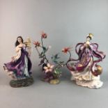 A FRANKLIN MINT HOUSE OF FABERGÉ BIRD FIGURE GROUP AND TWO FIGURES OF LADIES