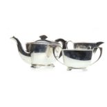 A SILVER ART DECO STYLE THREE PIECE TEA SERVICE