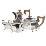 A GEORGE VI SILVER FOUR PIECE TEA AND COFFEE SERVICE