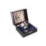 A CASED GEORGE VI SILVER QUAICH