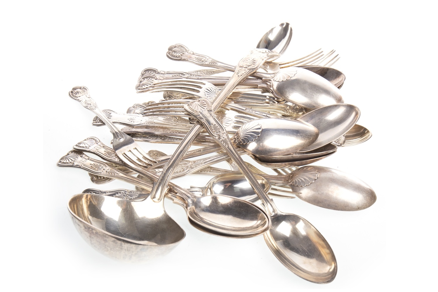 A MATCHED SUITE OF SILVER KINGS PATTERN CUTLERY