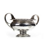 AN EARLY 19TH CENTURY SILVER TWIN HANDLED DISH