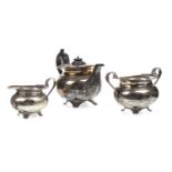 AN EARLY 20TH CENTURY THREE PIECE SILVER TEA SERVICE