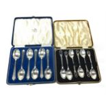 A SET OF SIX GEORGE VI SILVER TEASPOONS AND ANOTHER SET OF SIX SILVER TEASPOONS