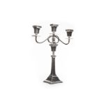 AN EDWARD VIII SILVER TWO BRANCH CANDELABRUM