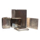 A LOT OF FOUR GEORGE V SILVER CIGARETTE CASES AND ANOTHER