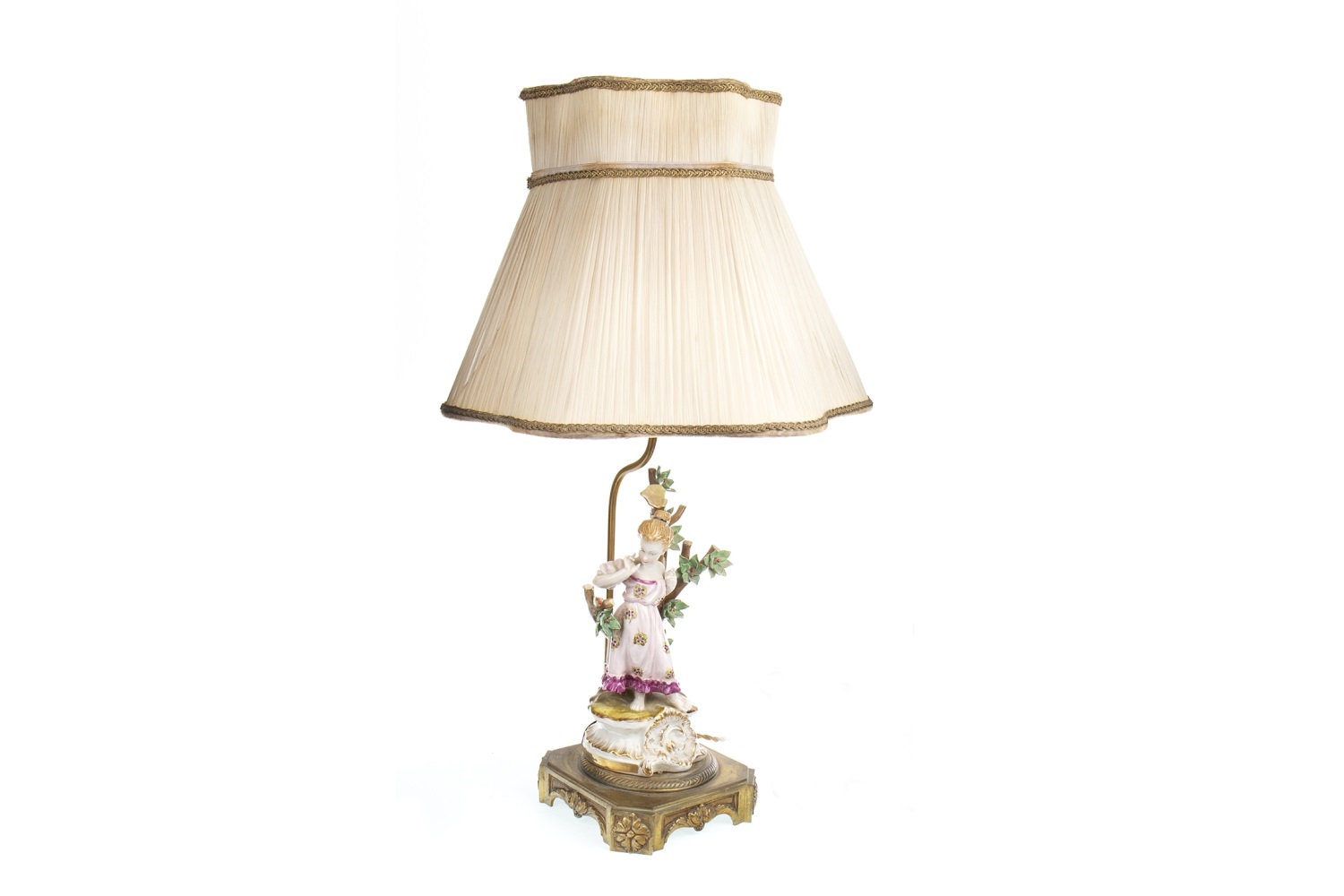 A VICTORIAN FIGURAL AND ORMOLU LAMP BASE