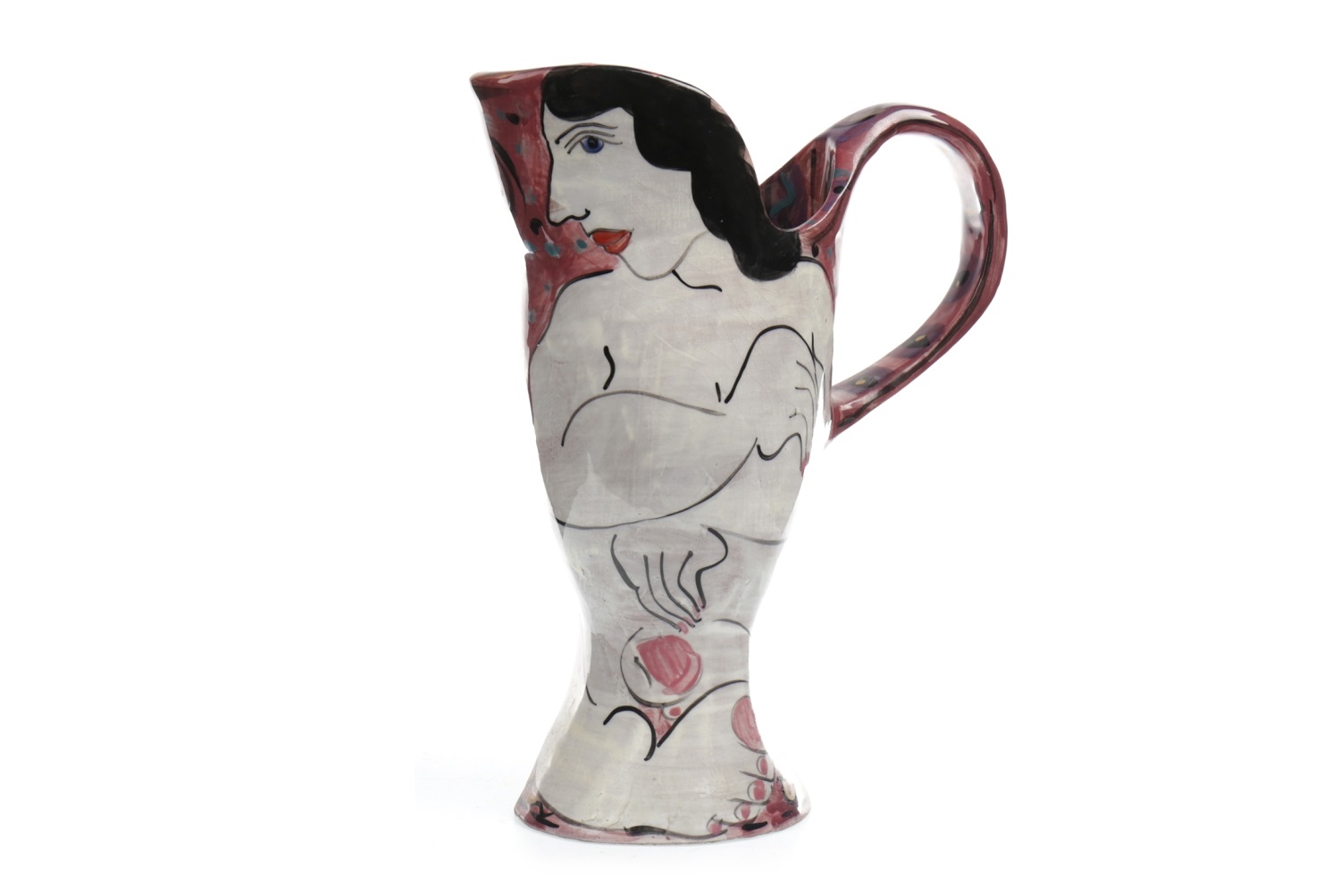 A STUDIO POTTERY JUG BY KAREN ATHERLEY