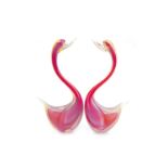 A PAIR OF OPALESCENT MURANO GLASS SWANS