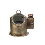 AN EARLY 20TH CENTURY SHIP'S BRASS BINNACLE COMPASS