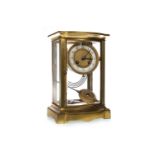 AN EDWARDIAN ORMULU AND FOUR GLASS MANTEL CLOCK