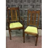 A LOT OF EIGHT OAK DINING CHAIRS