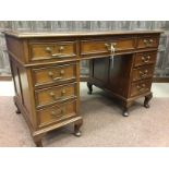 AN EARLY 20TH CENTURY STAINED WOOD WRITING DESK