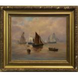 CHANNEL SHIPPING IN CALM SEAS, AN OIL BY CHRISTOPHER MARK MASKELL