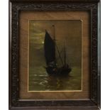 BOAT ON CALM WATERS, AN OIL