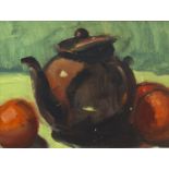 TEAPOT AND FRUIT, AN OIL BY DES GORMAN