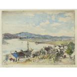 KIPPFORD, DUMFRIES AND GALLOWAY, A HAND COLURED ETCHING BY ALEXANDER R GIBSON