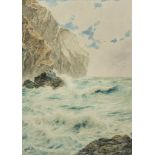 ROCKY COASTAL SCENE, A WATERCOLOUR BY H H BINGLEY