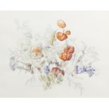 FLORAL STILL LIFE, A WATERCOLOUR BY JANE WORMELL