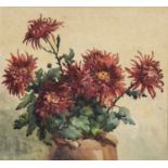 CHRYSANTHEMUMS, A WATERCOLOUR BY MARION BLOOM