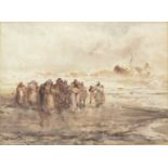 FIGURES ON THE SHORE, A WATERCOLOUR BY FRANK WASLEY