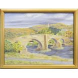 RURAL SCENE WITH BRIDGE, AN OIL BY ELEANOR WATTON