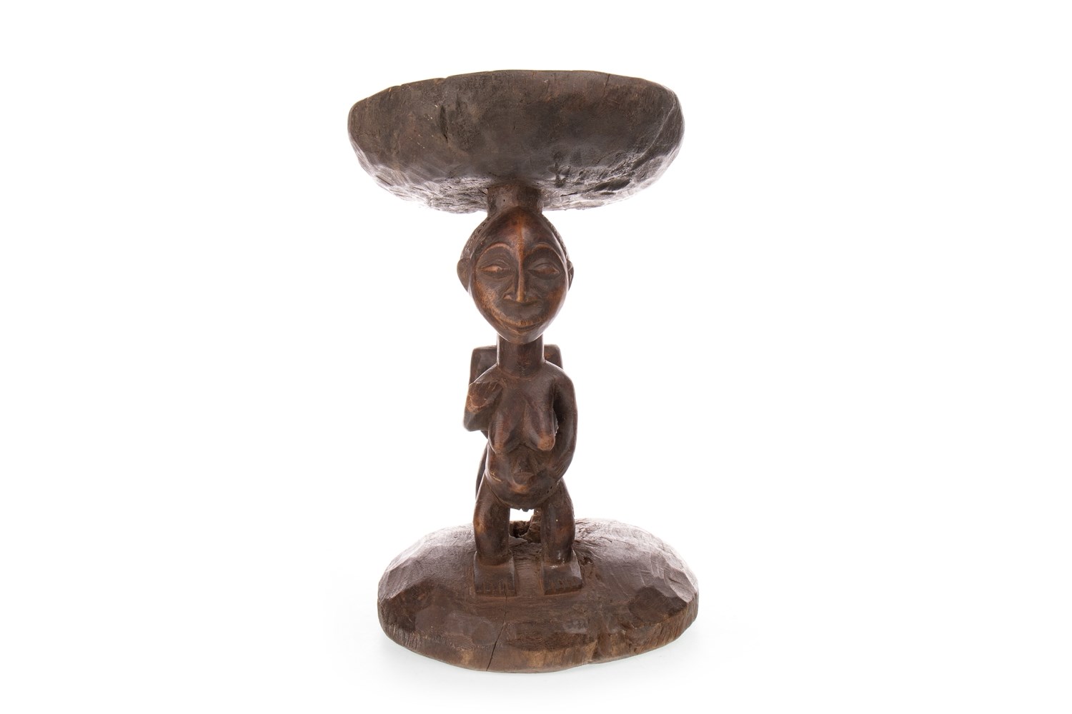 AN AFRICAN CARVED WOOD STOOL