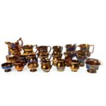 A COLLECTION OF VICTORIAN COPPER LUSTRE JUGS AND OTHER ITEMS
