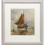 EAST COAST HERRING BOAT SETTING SAIL, A WATERCOLOUR BY SAMUEL BOUGH