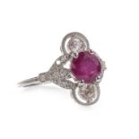 A RUBY AND DIAMOND RING