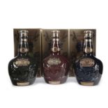 CHIVAS REGAL ROYAL SALUTE 21 YEARS OLD RUBY, EMERALD & SAPPHIRE FLAGONS